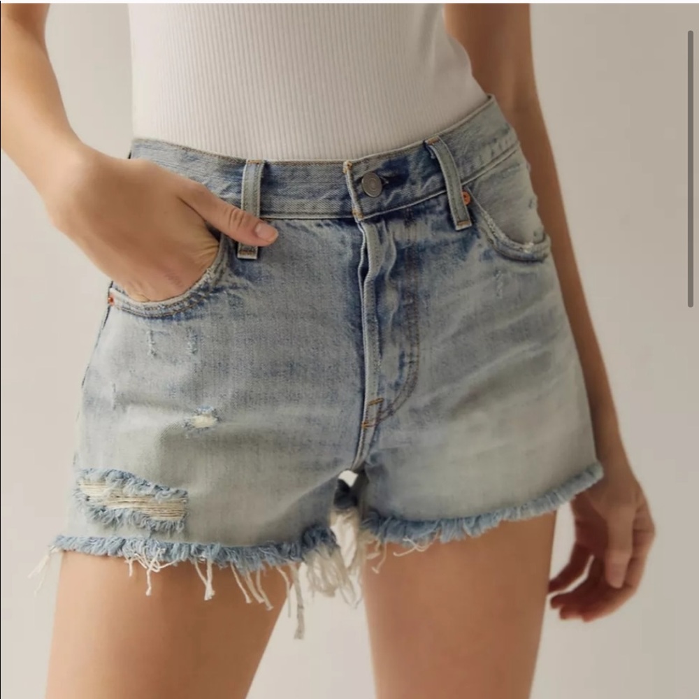 Levi’s 501 Distressed Button Fly High Rise Shorts